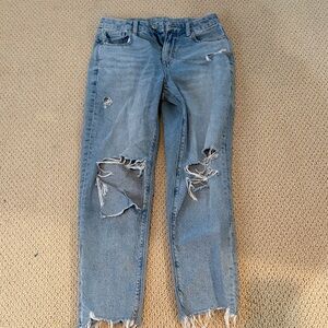 American Eagle Outfitters Light Blue, straight Ripped Jeans